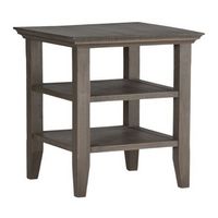 Simpli Home - Acadian SOLID WOOD 19 inch Wide Square Transitional End Table in Farmhouse Grey - F...