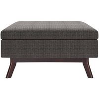 Simpli Home - Owen Rectangular Mid-Century Modern Tweed Ottoman With Inner Storage - Ebony