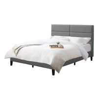 CorLiving - Bellevue Wide Panel Upholstered Bed, Queen - Light Gray