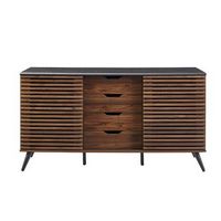 Mid Century Modern Sliding Slat Door TV Stand for Most Flat-Panel TV's up to 65"