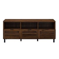 Walker Edison - Modern Slat Door TV Stand for Most Flat-Panel TV%27s up to 65&quot; - Dark Walnut