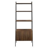 Walker Edison - 72" Industrial Ladder 5-Shelf Storage Bookcase - Dark Walnut