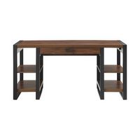 Walker Edison - 60" Modern Industrial USB Power Computer Desk - Dark Walnut