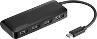 Insignia™ - 4-Port USB Hub with USB-C Connection - Black