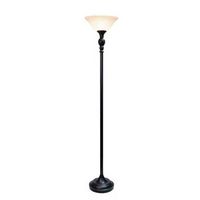 Elegant Designs - 1 Light Torchiere Floor Lamp with Marbelized White Glass Shade - Restoration Br...