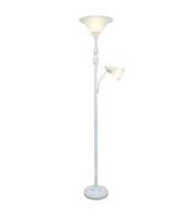 Elegant Designs - 2 Light Mother Daughter Floor Lamp with White Marble Glass - White