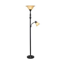 Elegant Designs - 2 Light Mother Daughter Floor Lamp with Amber Marble Glass Shades - Restoration...
