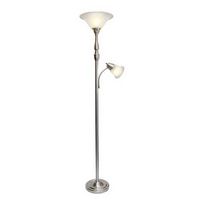 Elegant Designs - 2 Light Mother Daughter Floor Lamp with White Marble Glass - Brushed Nickel