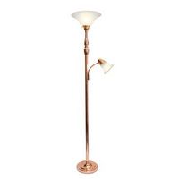 Elegant Designs - 2 Light Mother Daughter Floor Lamp with White Marble Glass - Rose Gold