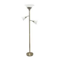 Elegant Designs - 3 Light Floor Lamp with Scalloped Glass Shades, Antique Brass - Antique Brass