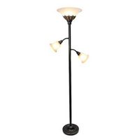Elegant Designs - 3 Light Floor Lamp with White Scalloped Glass Shades - Restoration Bronze and W...