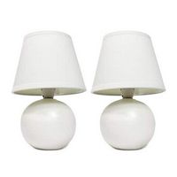 Simple Designs - Mini Ceramic Globe Table Lamp 2 Pack Set - White