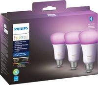 Philips - Hue A19 Bluetooth 60W LED Smart Bulbs (3-Pack) - White and Color Ambiance