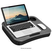 LapGear - Cup Holder Lap Desk for 14&quot; Laptop - Gray Woodgrain