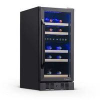 NewAir - 15” Built-in 29 Bottle Dual Zone Compressor Wine Fridge with Beech Wood Shelves - Black ...