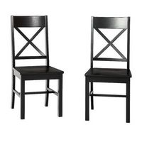 Walker Edison - Modern Farmhouse X-Back Dining Chairs, Set of 2 - Antique Black