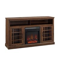 Walker Edison - Traditional 58&quot; Tall Glass Two Door Soundbar Storage Fireplace TV Stand for Most ...