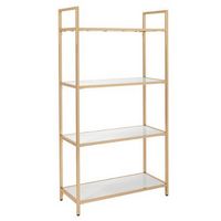 OSP Home Furnishings - Alios Bookcase in White Gloss finish with Rose Gold Chrome Plated Base - W...