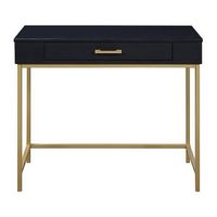 OSP Home Furnishings - Modern Life Desk in Finish With Gold Metal Legs - Black