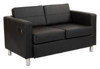 OSP Home Furnishings - Atlantic Loveseat with Dual Charging Station in Dillon Fabric K/D - Black