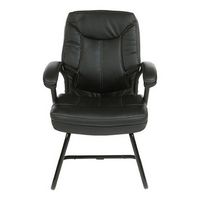 Office Star Products - Executive Faux Leather Visitor Chair with Contrast Stitching - Black