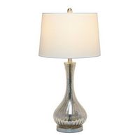 Lalia Home - Speckled Mercury Tear Drop Table Lamp with Fabric Shade - White