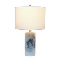 Lalia Home - Marbleized Table Lamp with White Fabric Shade - White