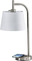 Adesso - Drake AdessoCharge Table Lamp with Qi and USB Charging - Brushed Steel