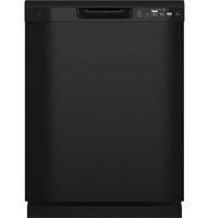GE - 24" Front Control Built-In Plastic Tub Dishwasher with Steam + Sanitization and 55 dBA - Black