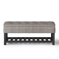 Simpli Home - Cosmopolitan 44 inch Wide Traditional Rectangle Storage Ottoman Bench with Open Bot...