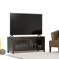 Simpli Home - Cosmopolitan SOLID WOOD 48 inch Wide Contemporary TV Media Stand in Mahogany Brown ...