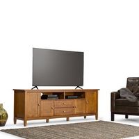 Simpli Home - Warm Shaker SOLID WOOD 72 in Wide TV Media Stand & For TVs up to 80 inches - Light ...