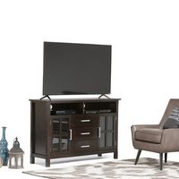 Simpli Home - Kitchener SOLID WOOD 53 inch Wide Contemporary TV Media Stand in Hickory Brown For ...