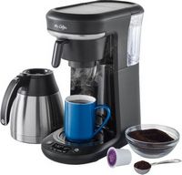 Mr. Coffee - Space-Saving Combo 10-Cup Coffee Maker and Pod Single Serve Brewer - Stainless-Steel...