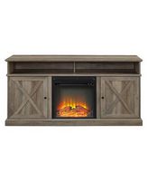 Walker Edison - Farmhouse Tall Barndoor Soundbar Storage Fireplace TV Stand for Most TVs up to 65...