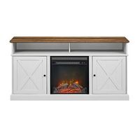 Walker Edison - Farmhouse Tall Barndoor Soundbar Storage Fireplace TV Stand for Most TVs up to 65...