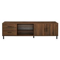 Walker Edison - Modern Low Profile TV Console for TV%27s up to 80&quot; - Dark Walnut
