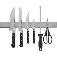 ZWILLING - Pro 7-pc Knife Set With 17.5-inch Stainless Magnetic Knife Bar - Black