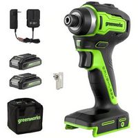 Greenworks - 24-Volt Cordless Brushless 1/4" Impact Driver (2 x 1.5Ah USB Batteries and Charger I...