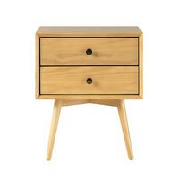 Walker Edison - 25” Modern Solid Wood 2 Drawer Nightstand - Light Oak