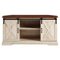 Walker Edison - Modern Farmhouse TV Stand for TVs up to 58” - Traditional Brown/White Oak
