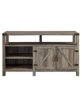 Walker Edison - Modern Farmhouse Barn Door Highboy TV Stand for TVs up to 65&quot; - Grey Wash