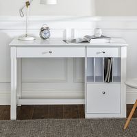 Walker Edison - 48&quot; Modern Wood Computer Desk With File Storage - White