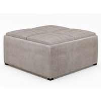 Simpli Home - Avalon Square Coffee Table Storage Ottoman - Distressed Grey Taupe