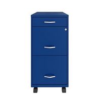 Space Solutions - 18" Deep 3 Drawer Mobile Metal File Cabinet with Pencil Drawer - Classic Blue