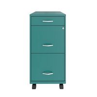 Space Solutions - 18" Deep 3 Drawer Mobile Metal File Cabinet with Pencil Drawer - Teal