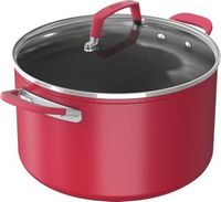 Ninja - NeverStick Vivid 8-Quart Stock Pot with Glass Lid - Crimson Red