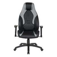 OSP Home Furnishings - Commander Gaming Chair in Black Faux Leather and Grey Accents - Gray