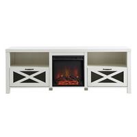 Walker Edison - 70&quot; Modern Farmhouse Drop Door Cabinet Fireplace TV Stand for Most TVs up to 80&quot; ...