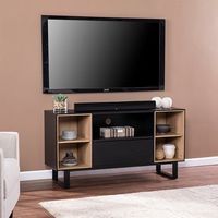 SEI Furniture - Kinsham Storage Media Console - Black and natural finish